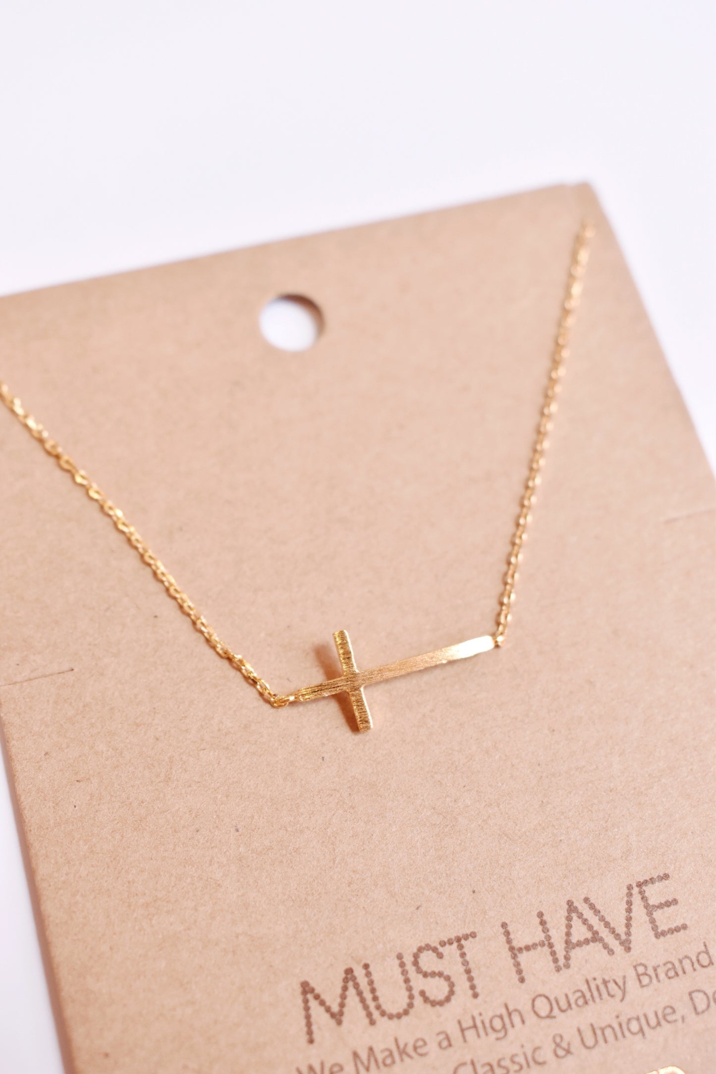 Load image into Gallery viewer, Gold Sideways Cross Necklace
