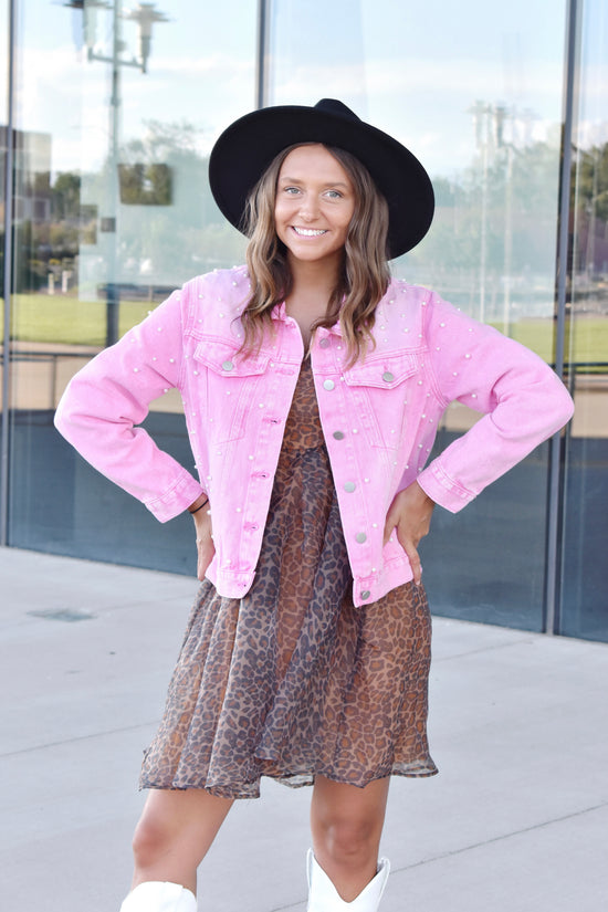 pink dress with jean jacket Little Pink Dress