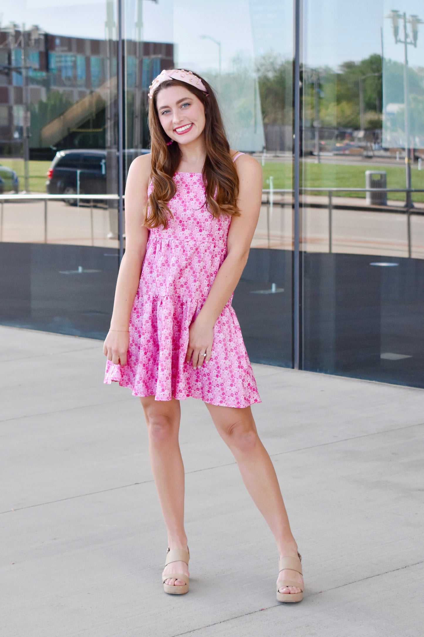 Load image into Gallery viewer, Magenta Floral Jacquard Dress
