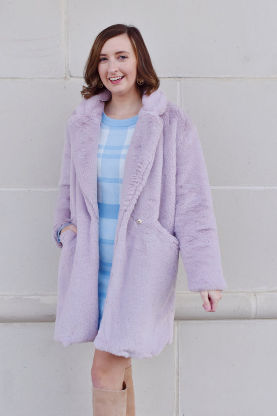 Uptown Girl Lilac Faux Fur Coat
