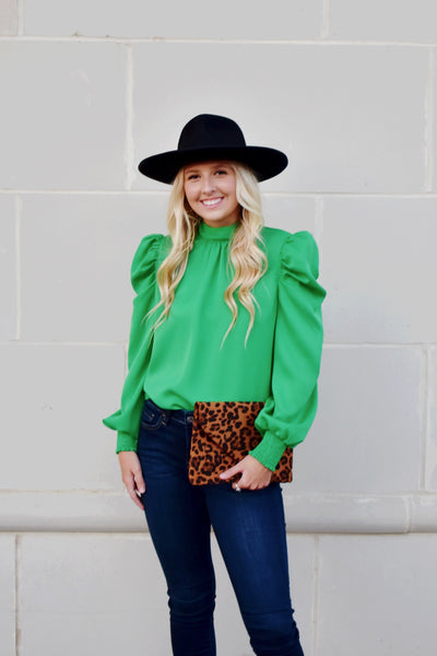 Bow Back Kelly Green Blouse – Confetti Boutique