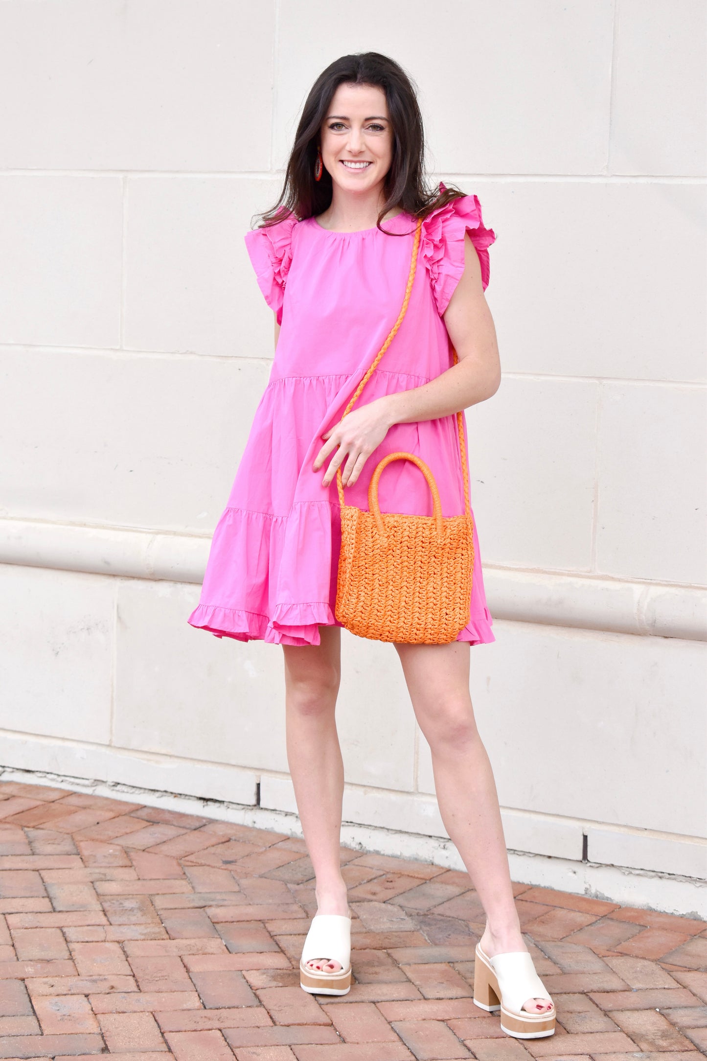 Load image into Gallery viewer, Bubblegum Pink Flutter Sleeve Babydoll Dress
