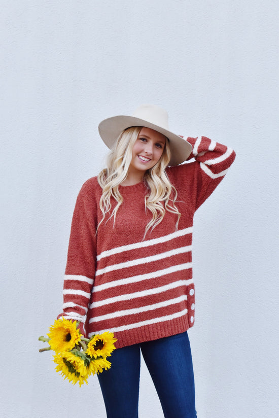 Striped Button Side Sweater