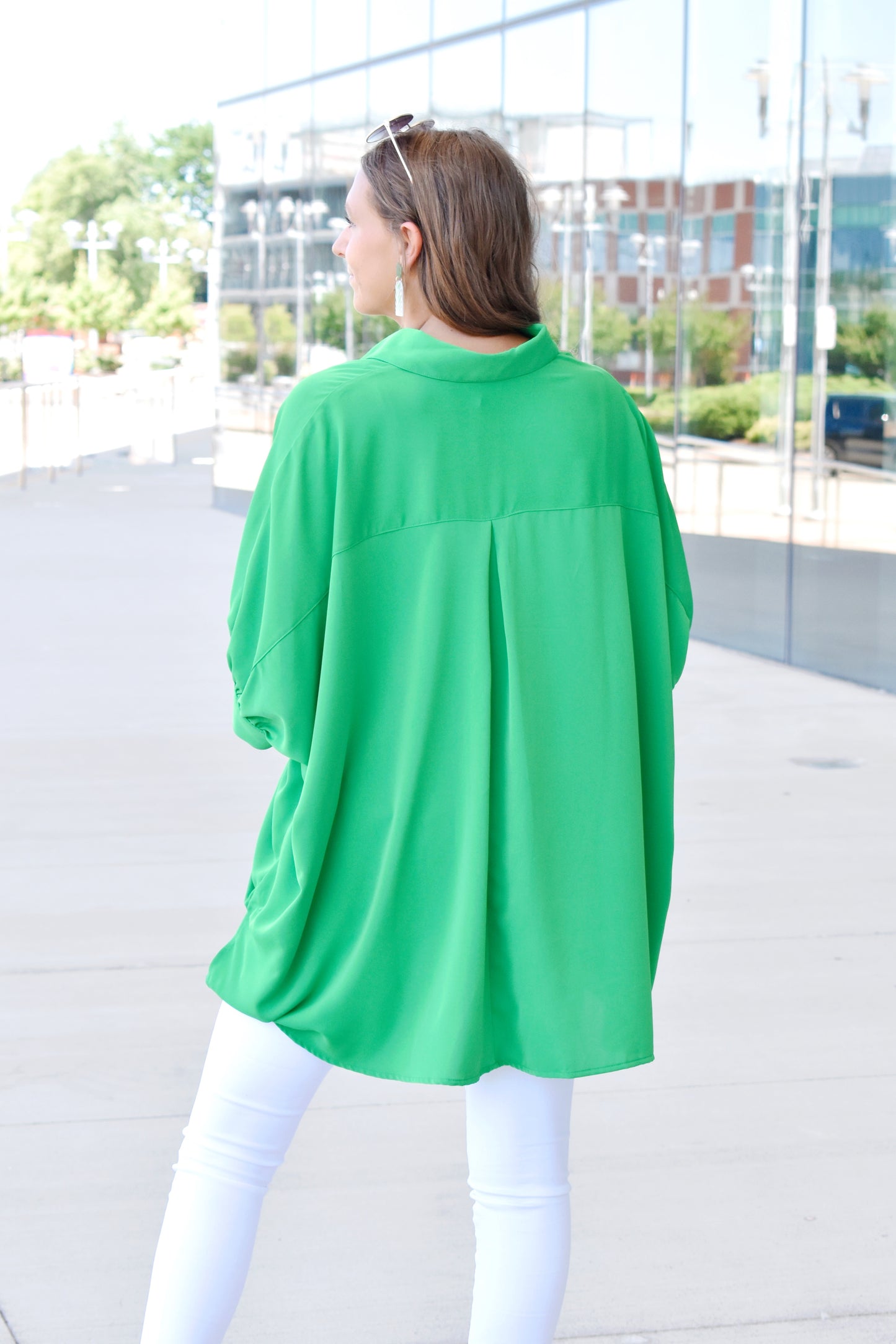 Kelly Green Oversized Button Down Shirt