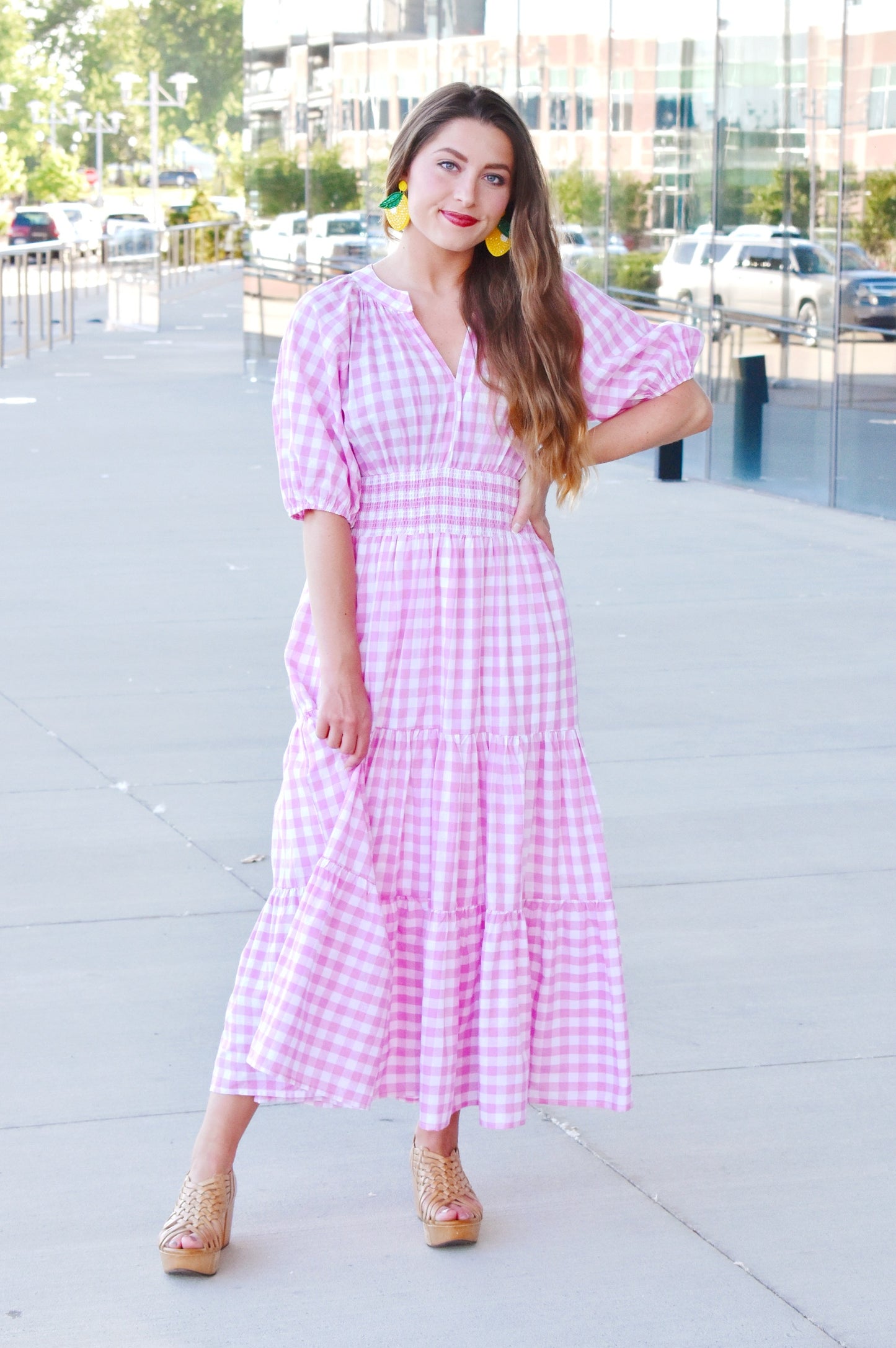 Pink Gingham Midi Dress – Confetti Boutique Pink Gingham Midi Dress – Confetti Boutique