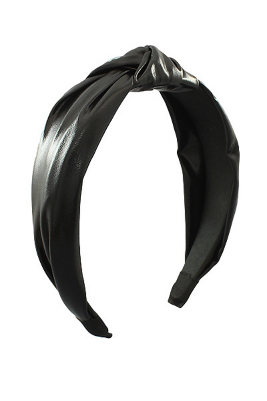 Black Leather Knotted Headband