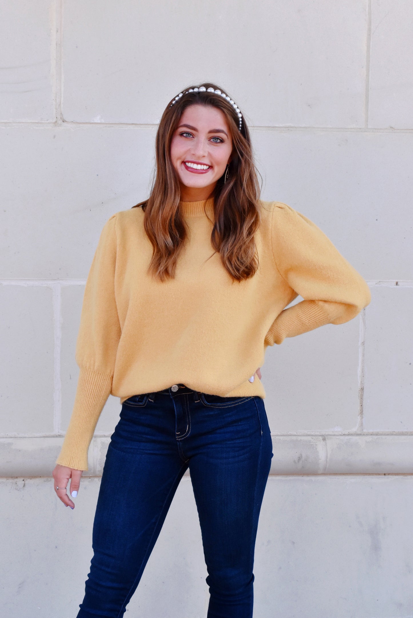 Sunshine Yellow Puff Sleeve Sweater