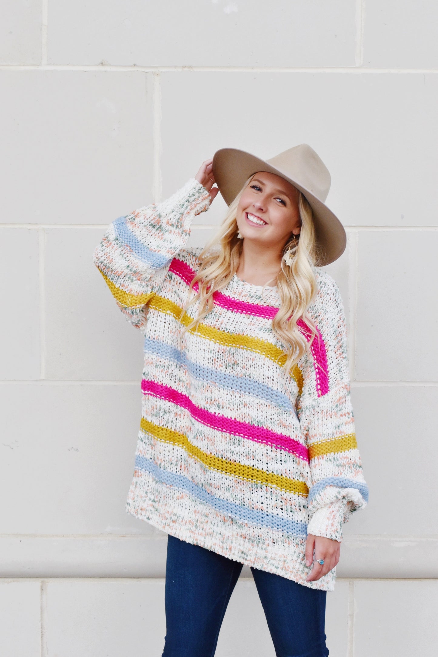 Load image into Gallery viewer, Striped Confetti Knit Oversized Sweater
