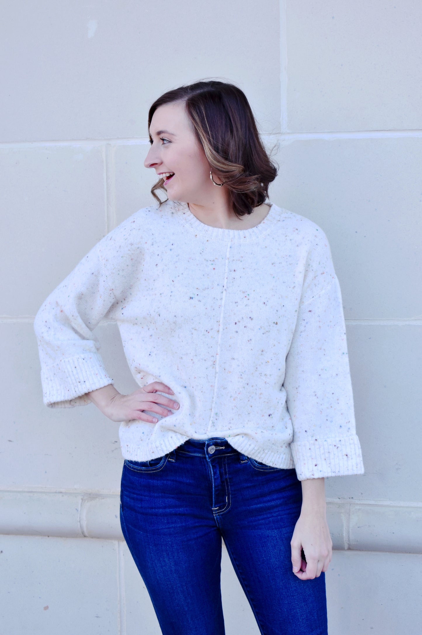 Ivory Confetti Speckle Sweater