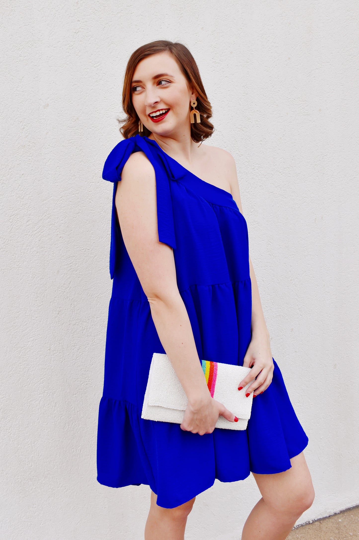 Load image into Gallery viewer, Royal Blue One Shoulder Dress
