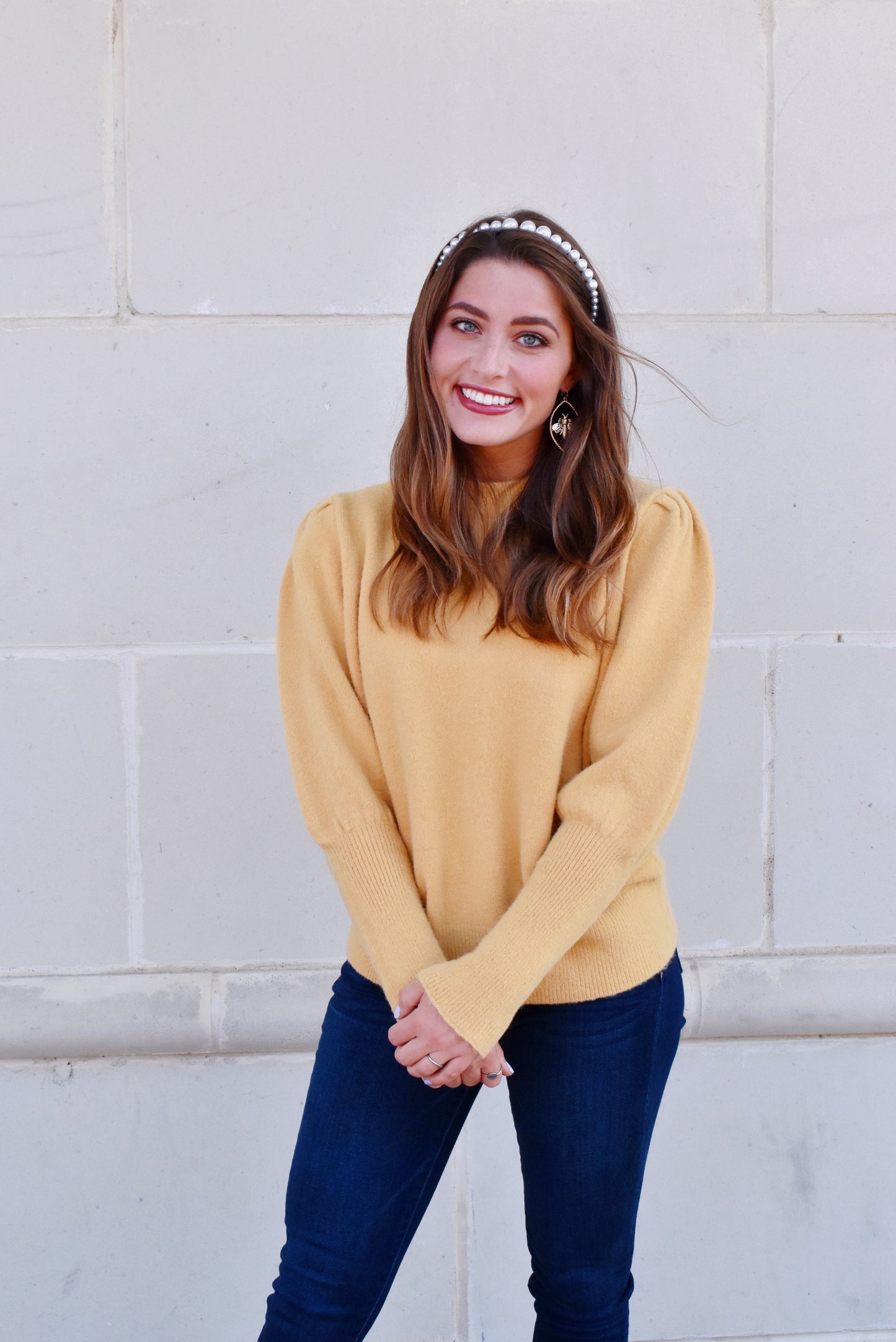 Sunshine Yellow Puff Sleeve Sweater