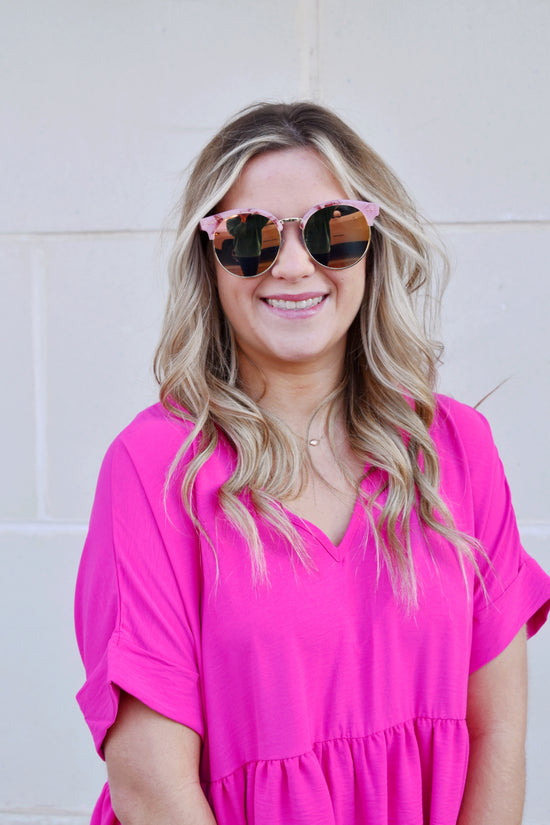 Pink Marble Frame Sunglasses