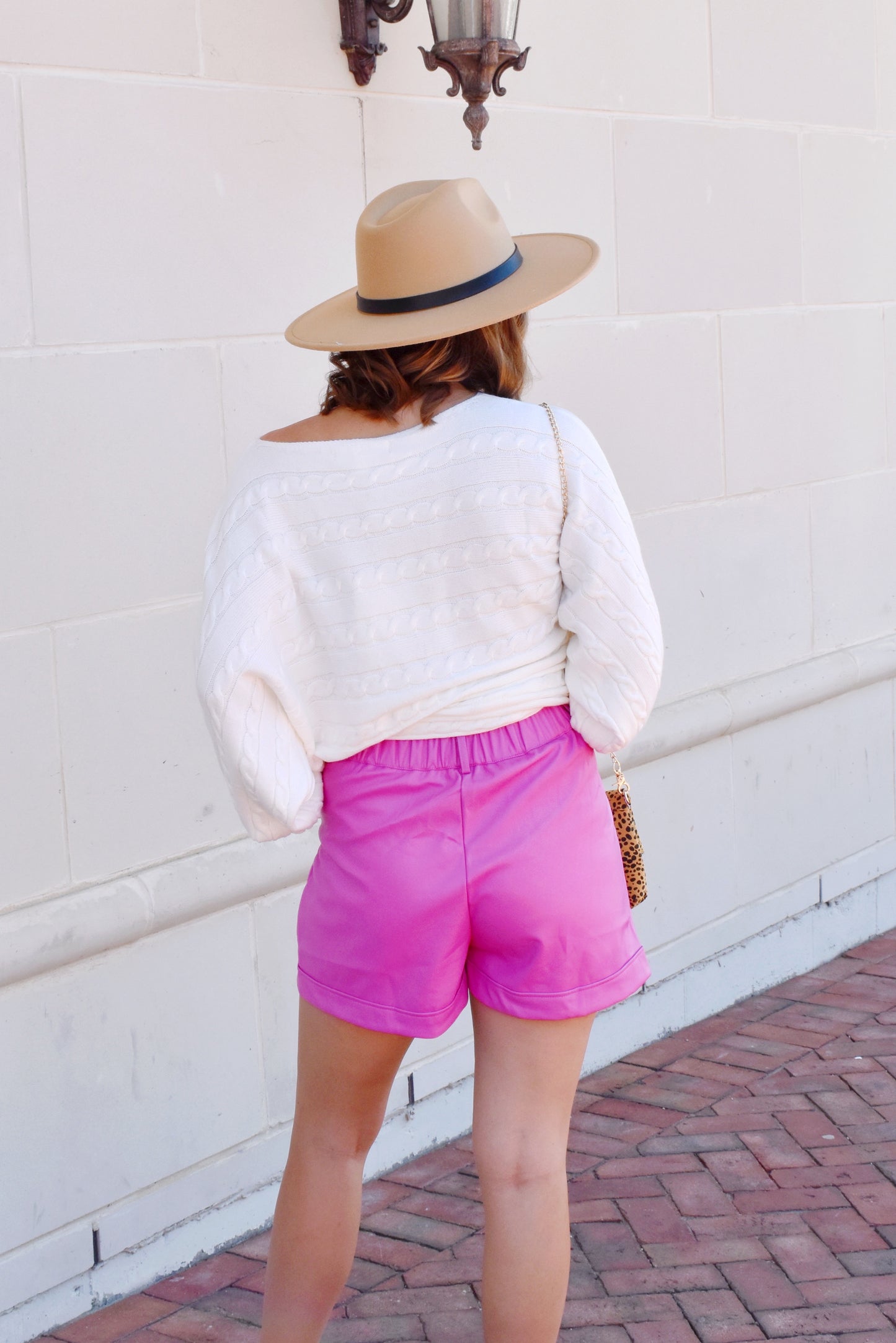 Bubblegum Pink Leather Shorts