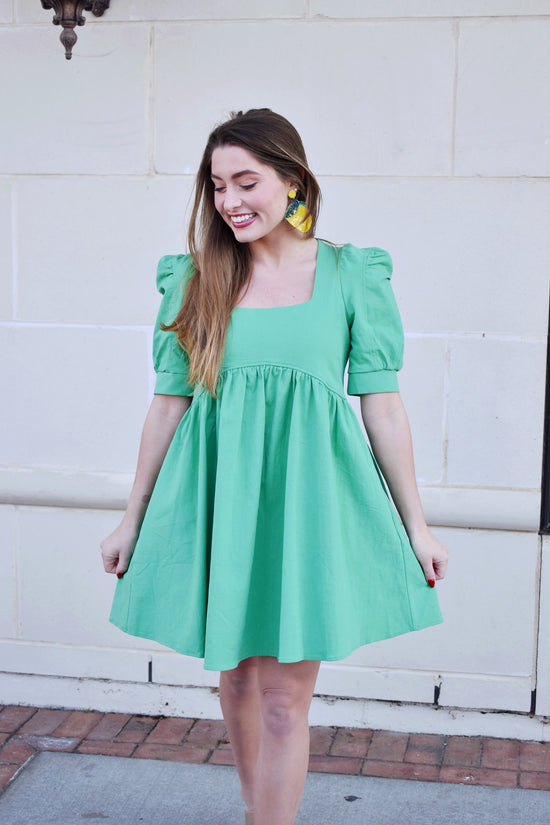Brittany Kelly Green Square Neck Babydoll Dress Confetti Boutique Brittany Kelly Green Square Neck Babydoll Dress Confetti Boutique