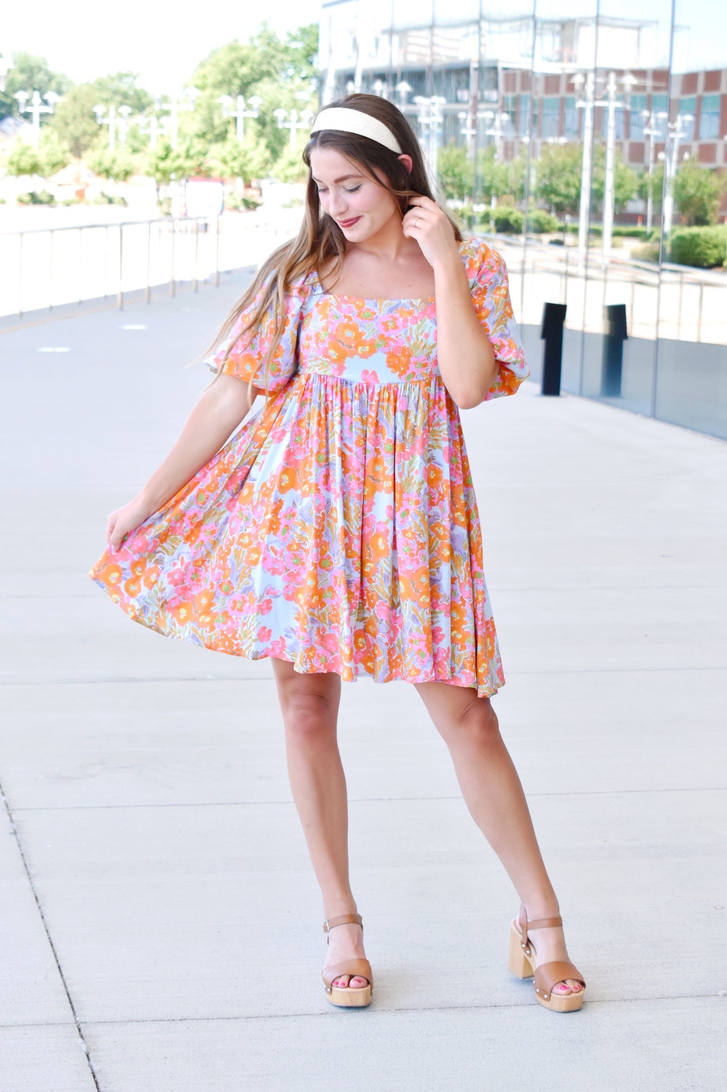 In The Garden Floral Bubble Sleeve Dress