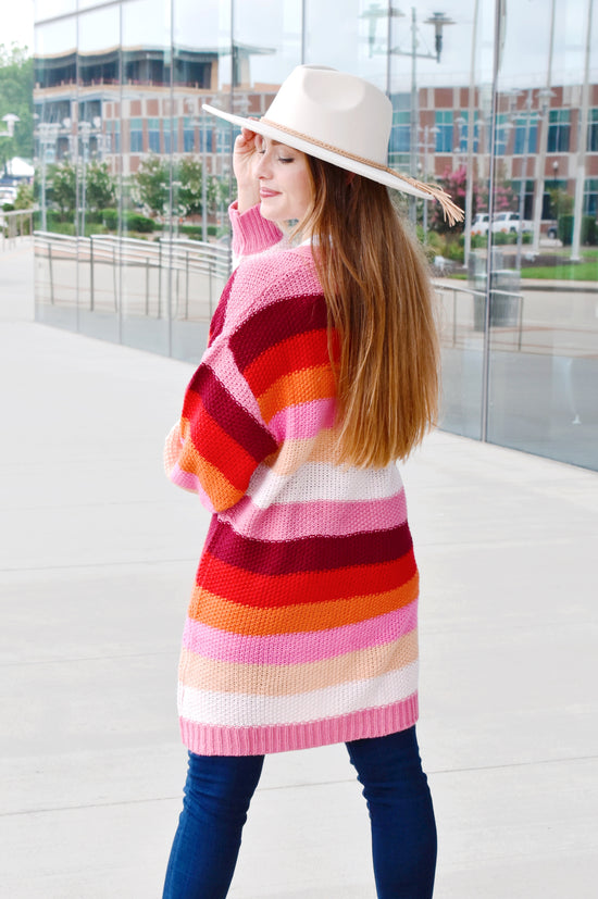 Load image into Gallery viewer, Pink Multi Stripe Cardigan
