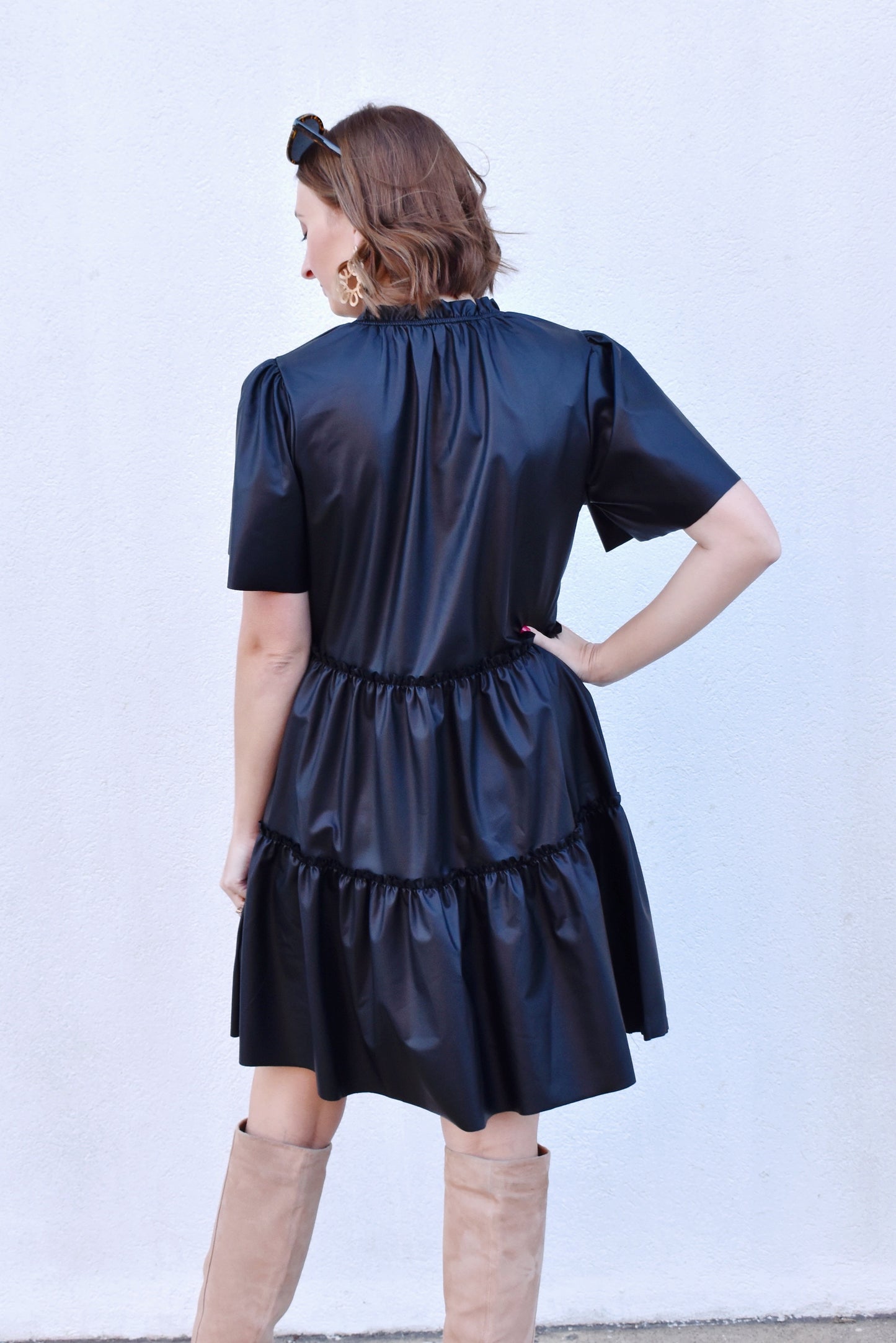 The Moment Black Leather Tiered Dress Confetti Boutique The Moment Black Leather Tiered Dress Confetti Boutique