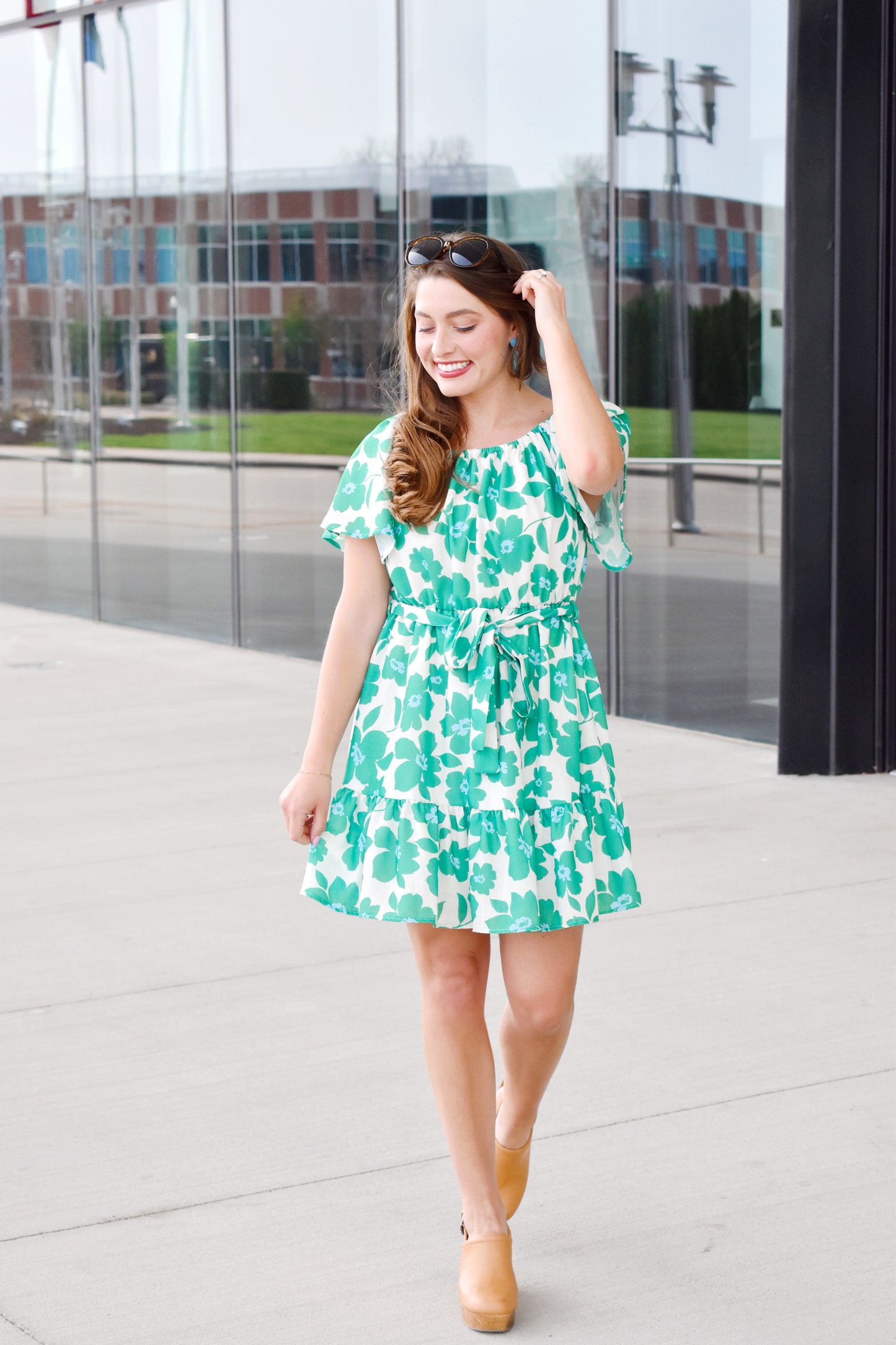 Load image into Gallery viewer, Paris Green Floral Mini Dress
