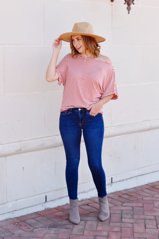 All American Red Stripe Knit Top