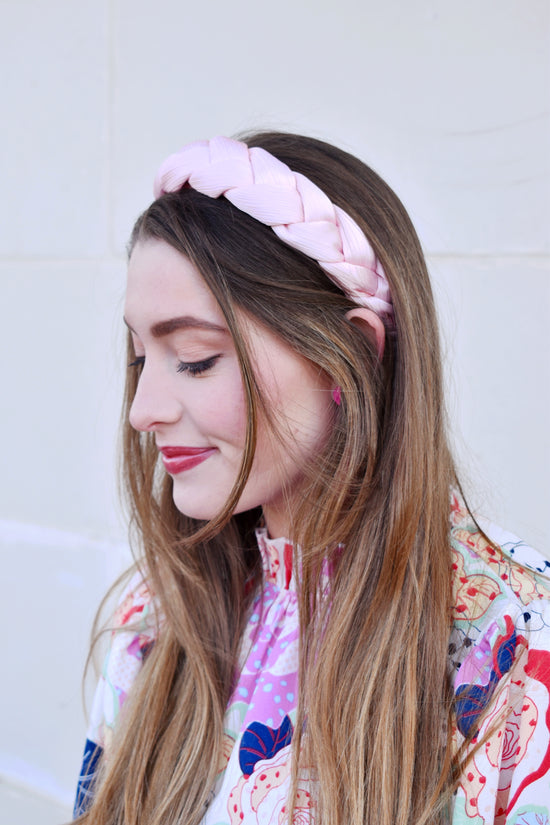 Load image into Gallery viewer, Pink Braided Wide Headband

