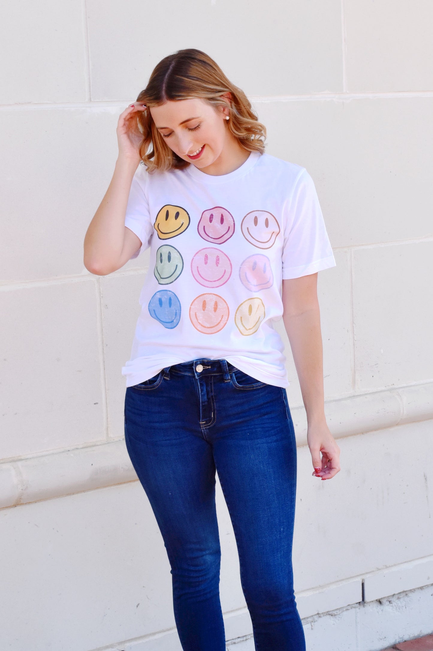 Load image into Gallery viewer, Rainbow Smiley Face Tee
