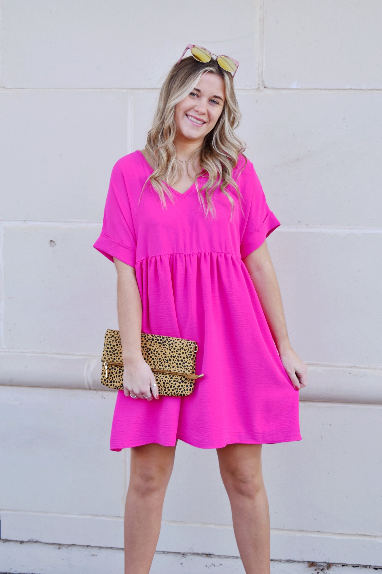 Load image into Gallery viewer, Hot Pink Must Have Babydoll Dress
