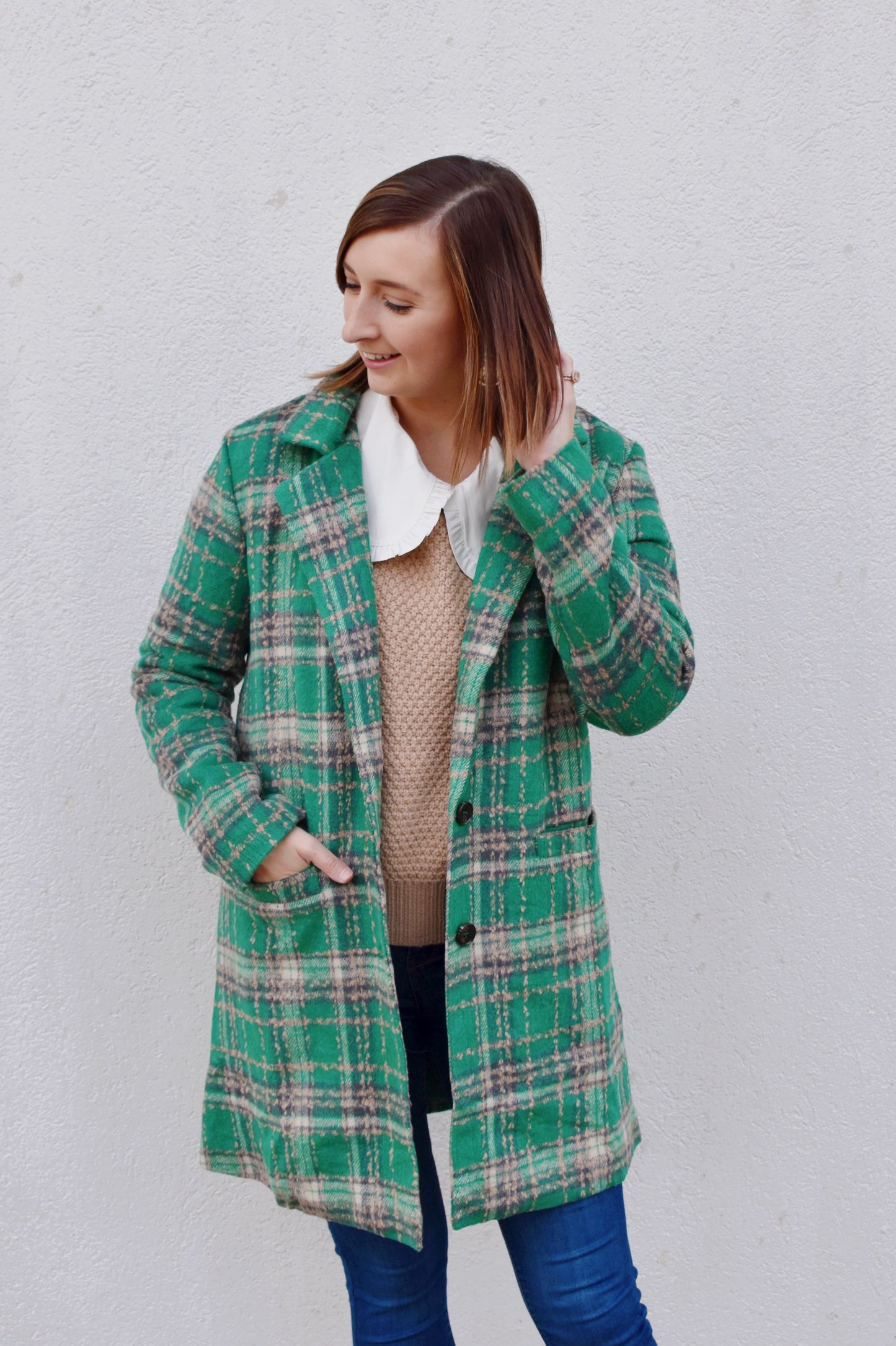 Load image into Gallery viewer, Folklore Green Plaid Coat
