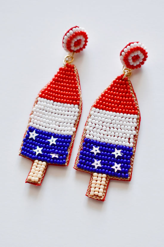 Beaded Patriotic Ice Cream Earrings