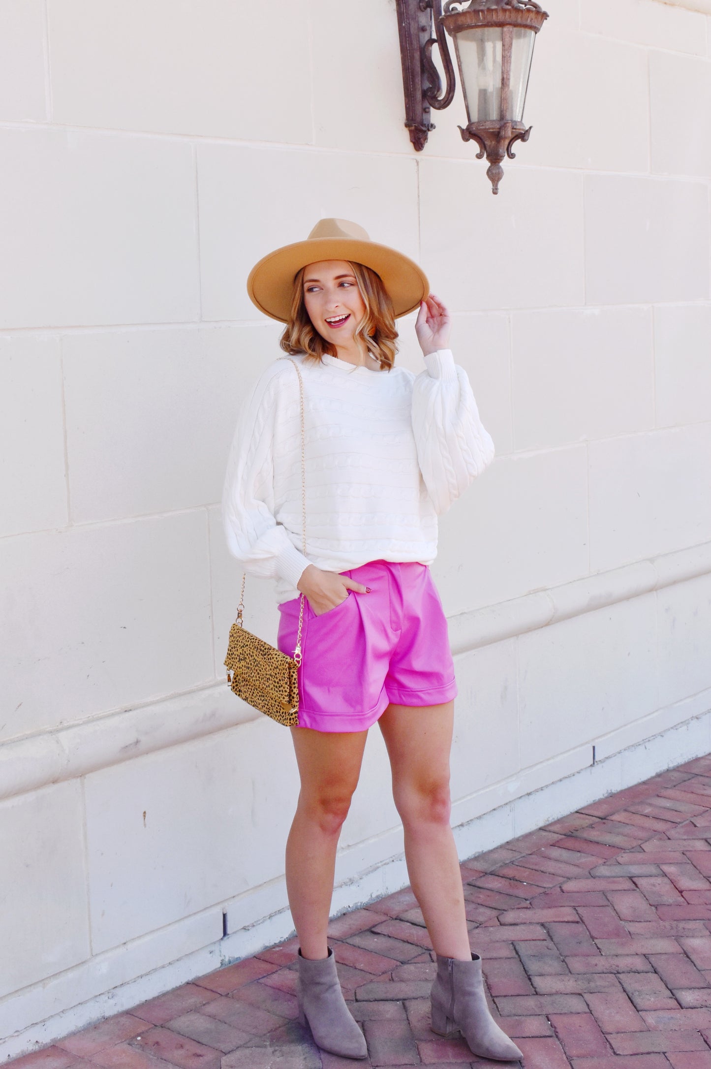 Bubblegum Pink Leather Shorts