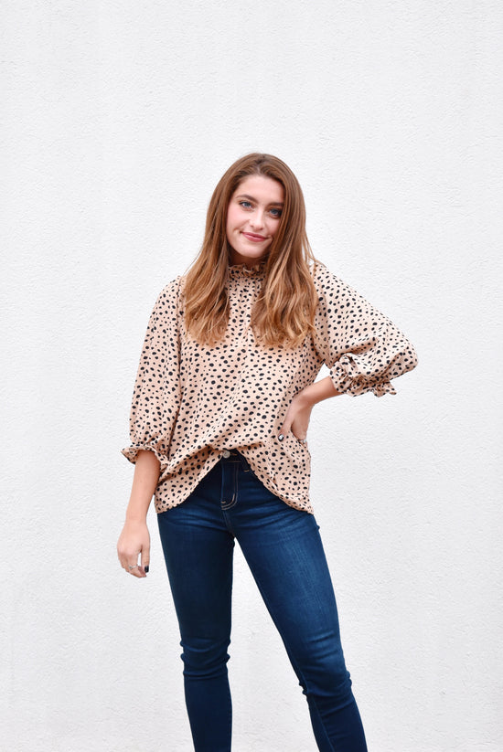 Load image into Gallery viewer, Leopard Spot Frill Detail Blouse
