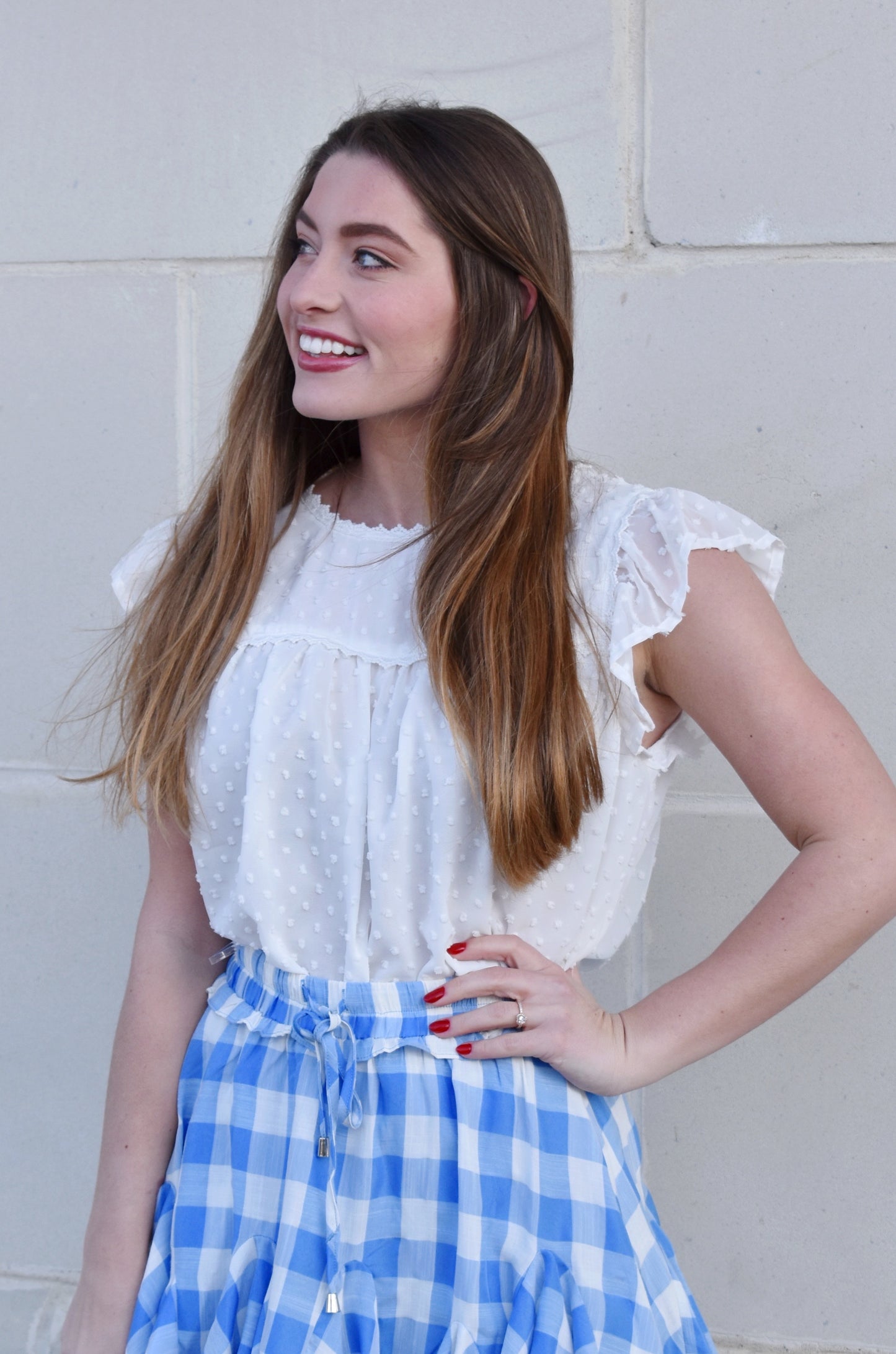 Load image into Gallery viewer, Blue Gingham Frill Skirt
