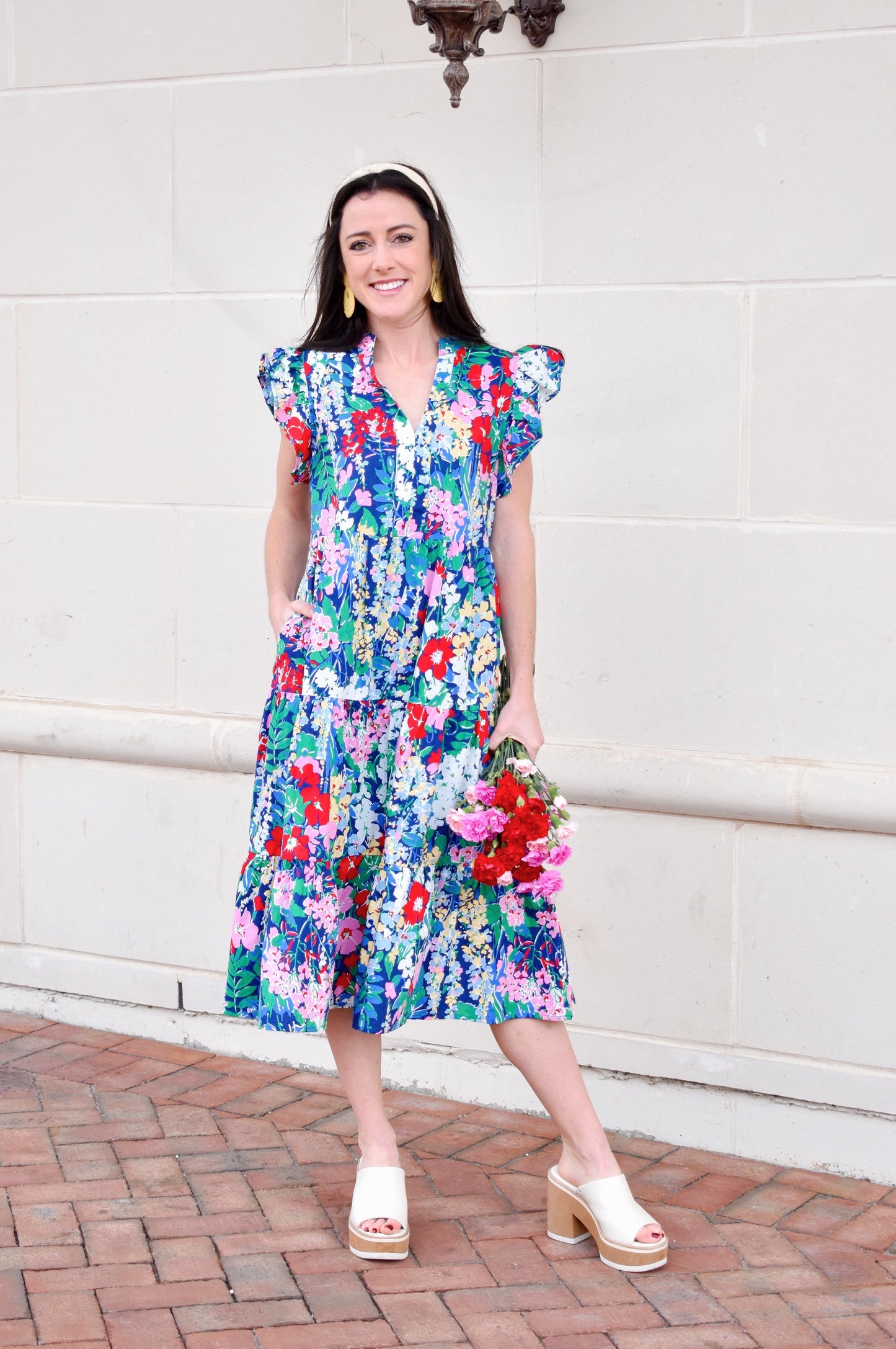 Navy Wildflower Fields Midi Dress Confetti Boutique Navy Wildflower Fields Midi Dress Confetti Boutique
