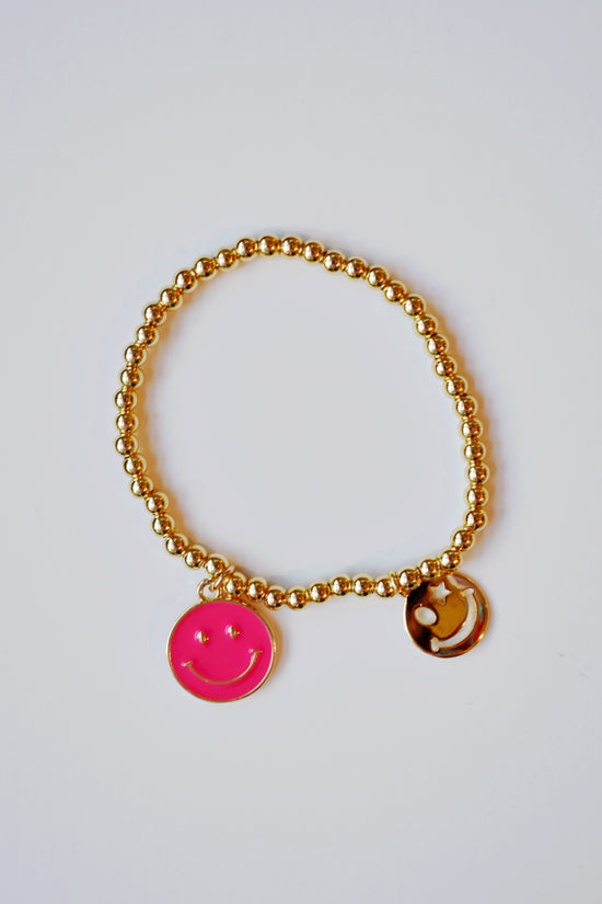 Load image into Gallery viewer, Hot Pink Smiley Bracelet

