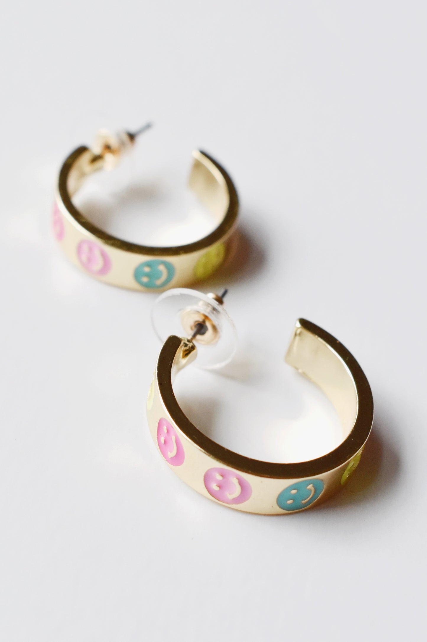 Multi Colored Smiley Face Hoops
