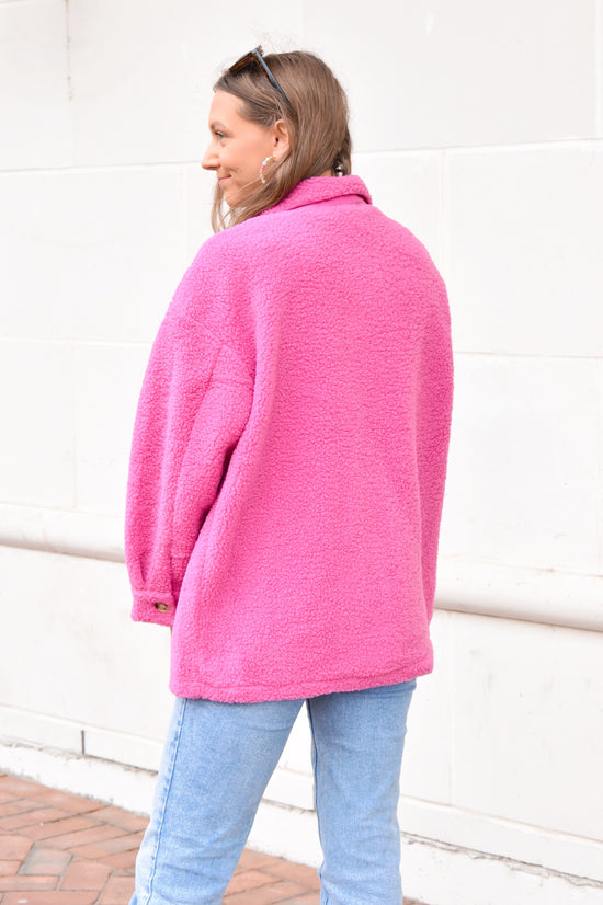 Pink Fuzzy Sherpa Shacket