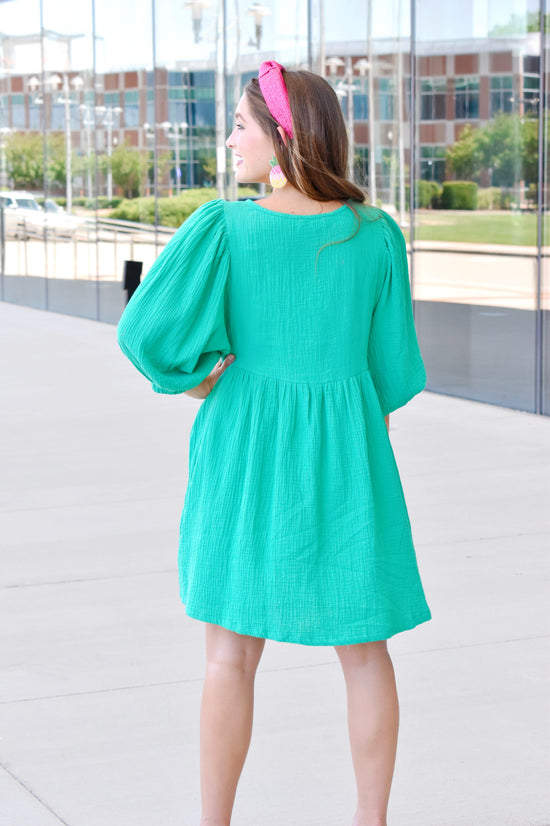 Green With Envy Gauze Babydoll Dress Confetti Boutique Green With Envy Gauze Babydoll Dress Confetti Boutique