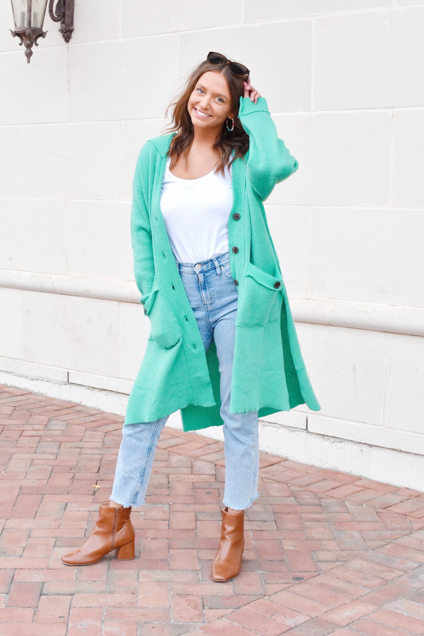 Load image into Gallery viewer, Cozy Kelly Green Hooded Cardigan
