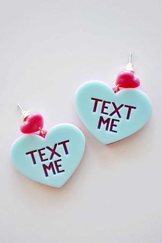 Text Me Conversation Heart Earrings