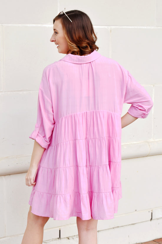 Baby Pink Button Down Babydoll Dress