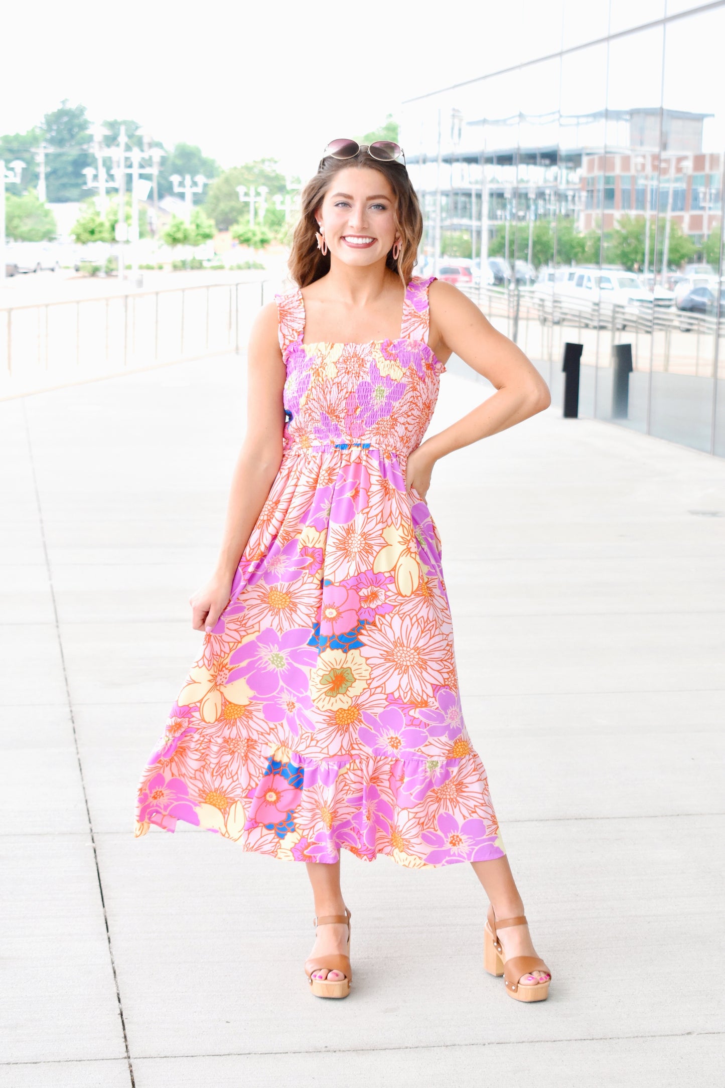 lavender summer dress Summer Blooms Lavender Floral Midi Dress – Confetti Boutique
