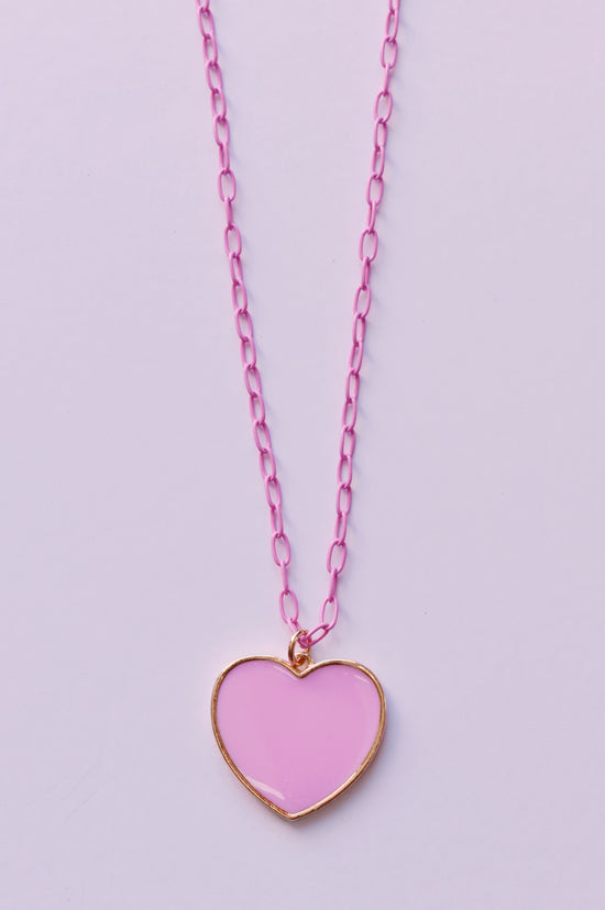 Pink Heart and Chain Necklace