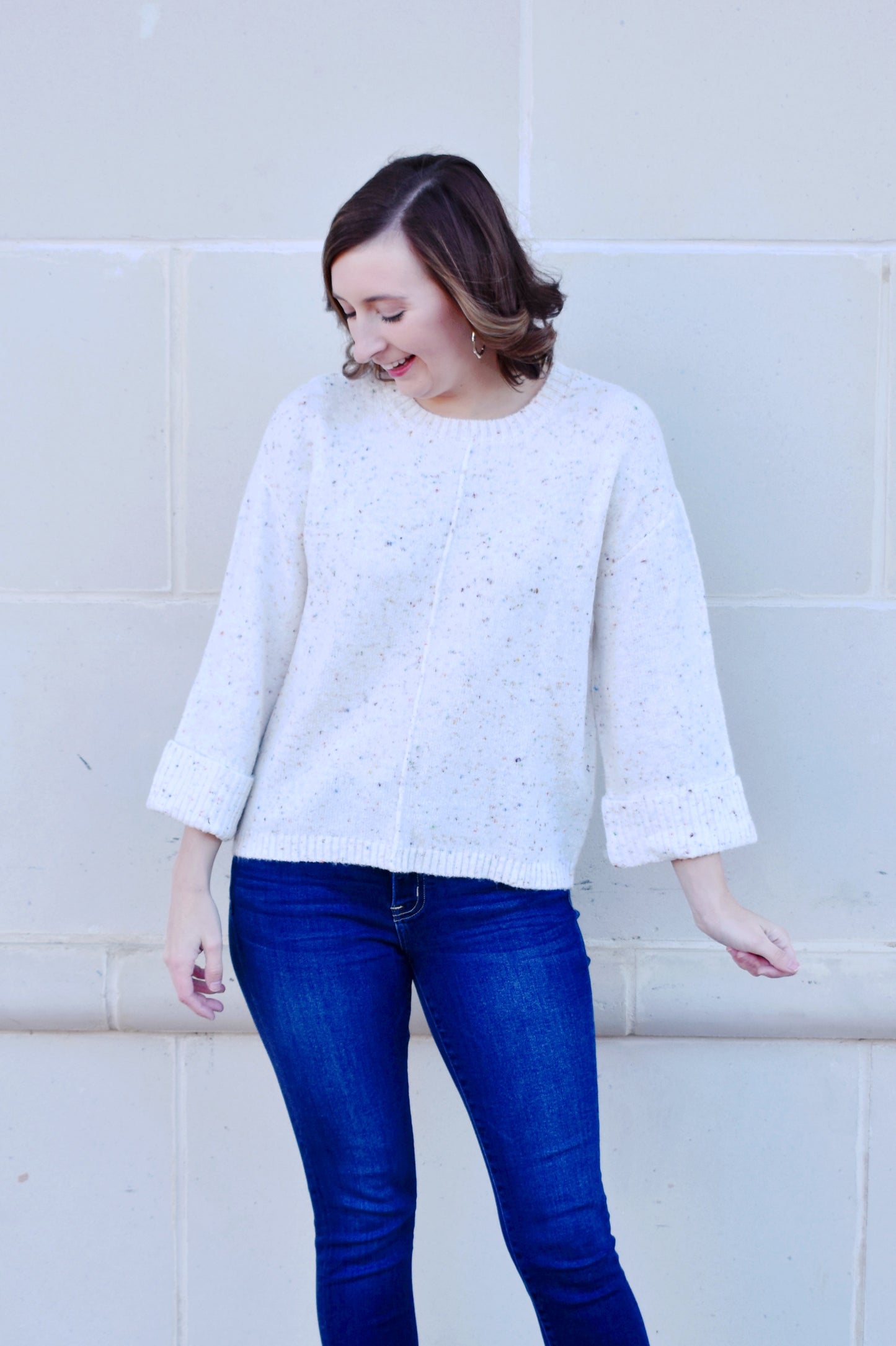 Load image into Gallery viewer, Ivory Confetti Speckle Sweater
