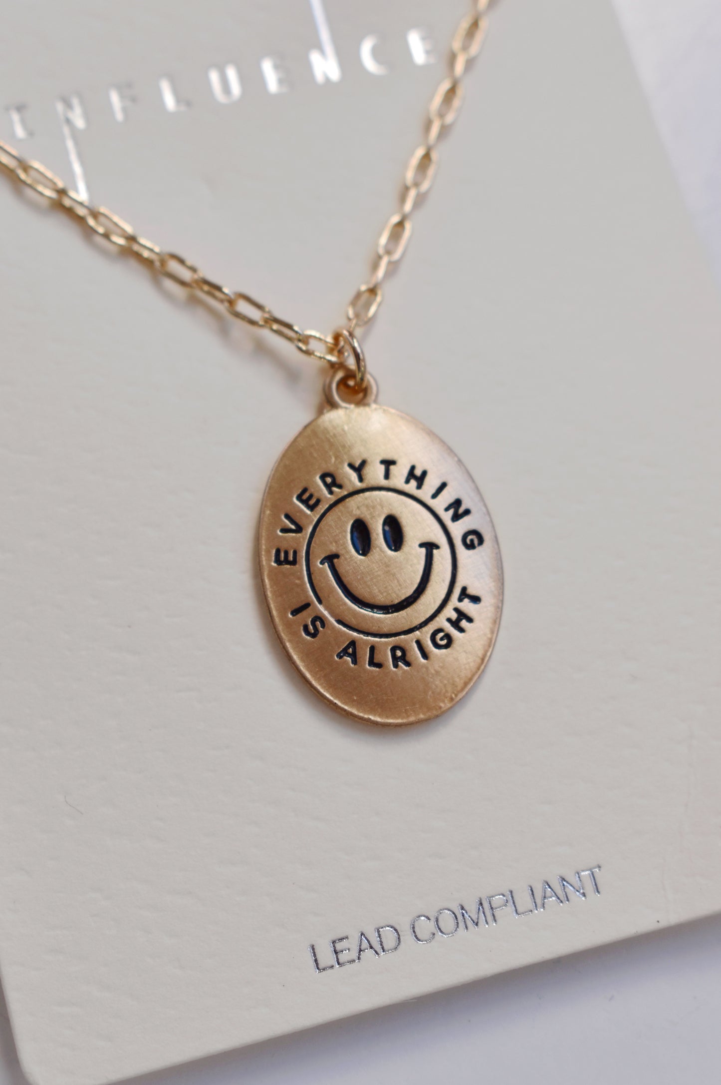 Everything Is Alright Smiley Necklace