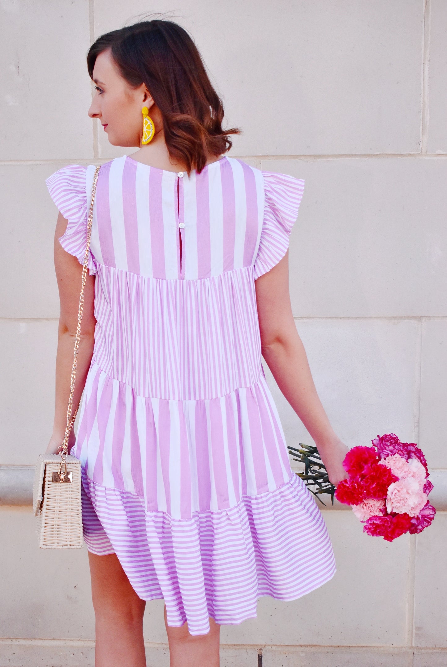Load image into Gallery viewer, Pink Striped Babydoll Dress
