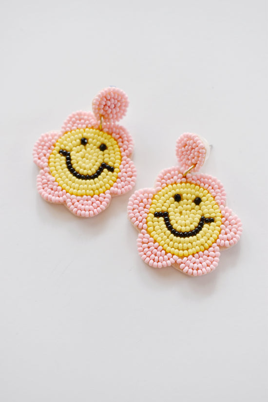 Smiley Face Flower Earrings