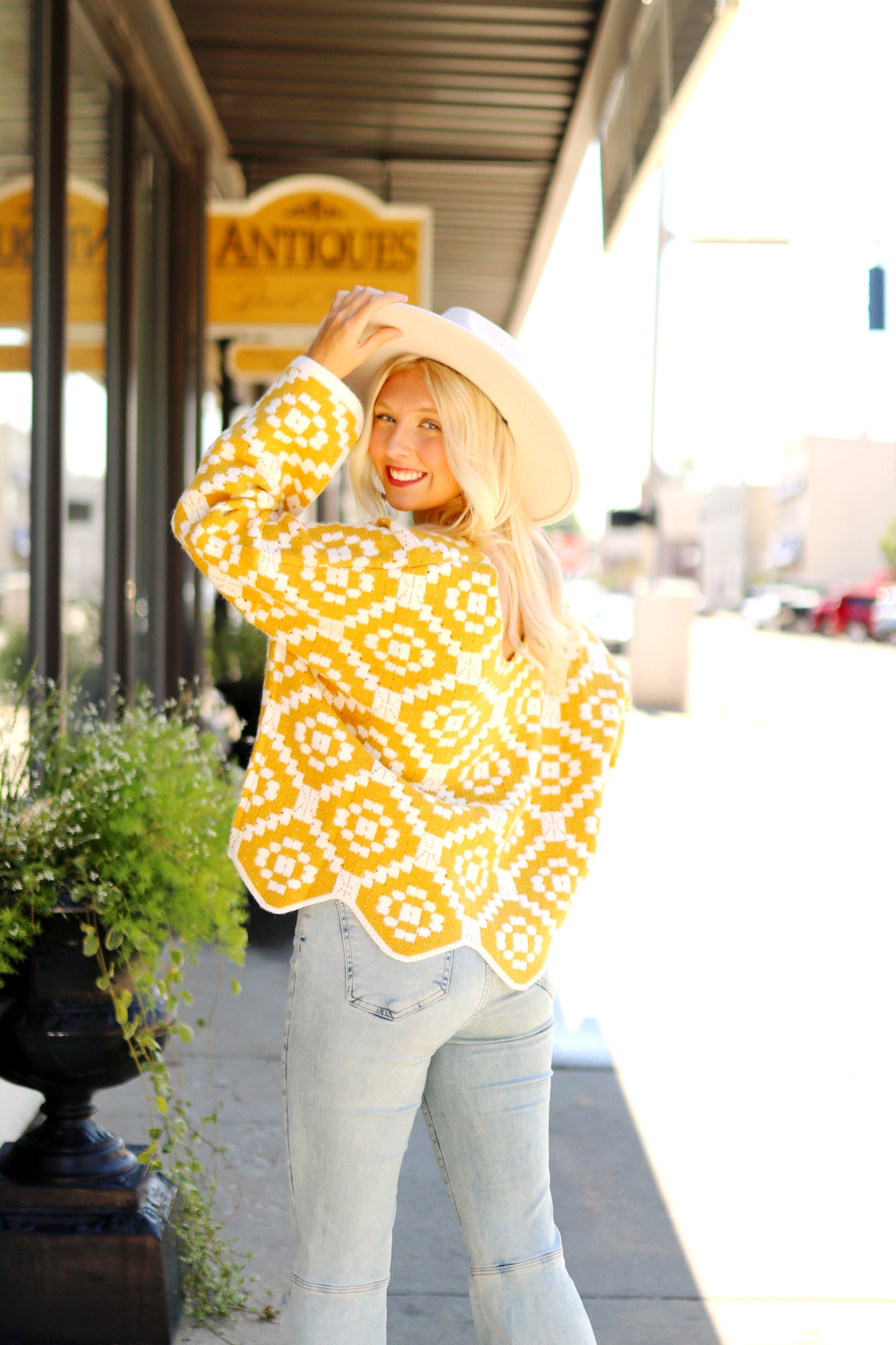 Load image into Gallery viewer, Mustard Crochet Bell Sleeve Sweater
