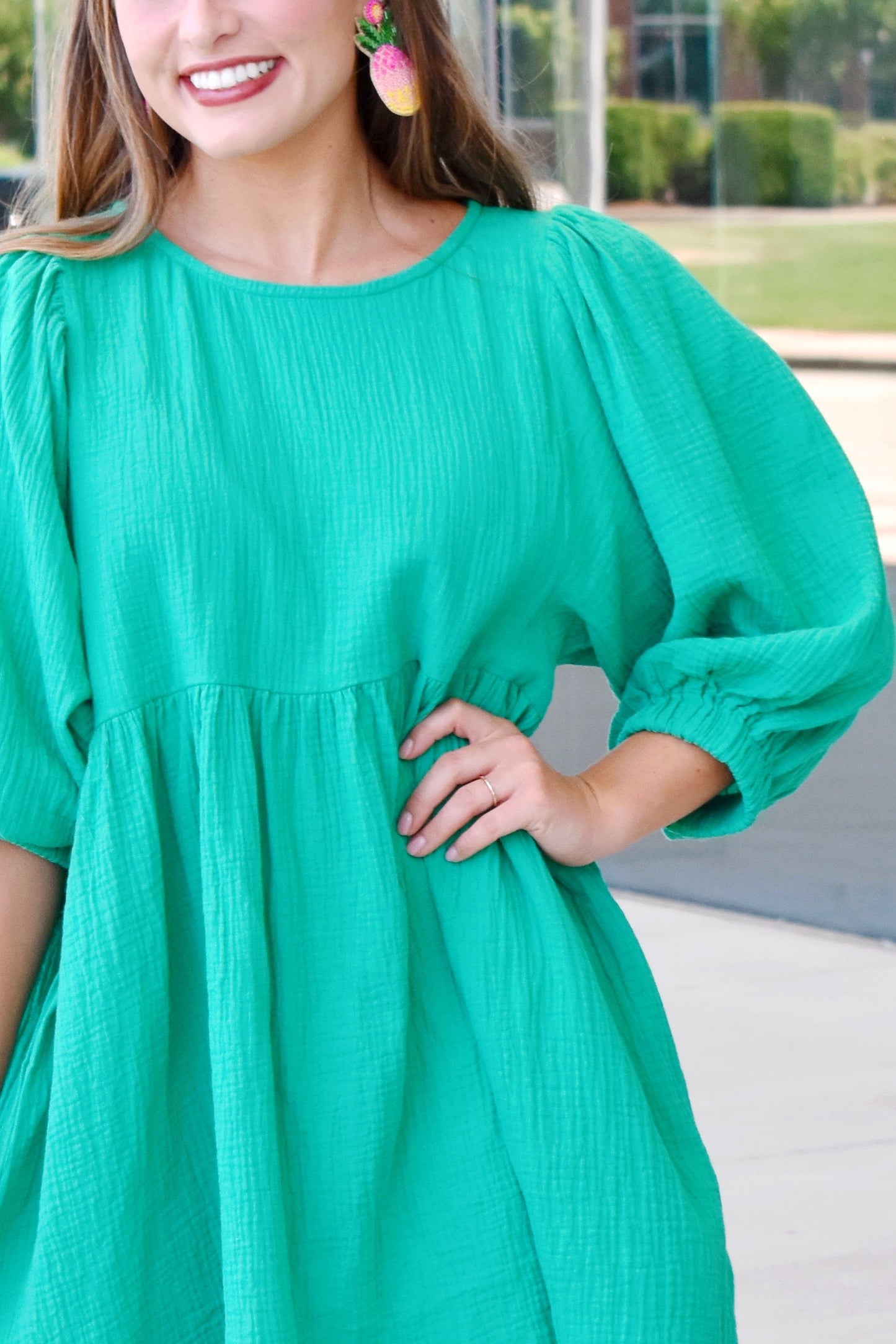 Green With Envy Gauze Babydoll Dress Confetti Boutique Green With Envy Gauze Babydoll Dress Confetti Boutique