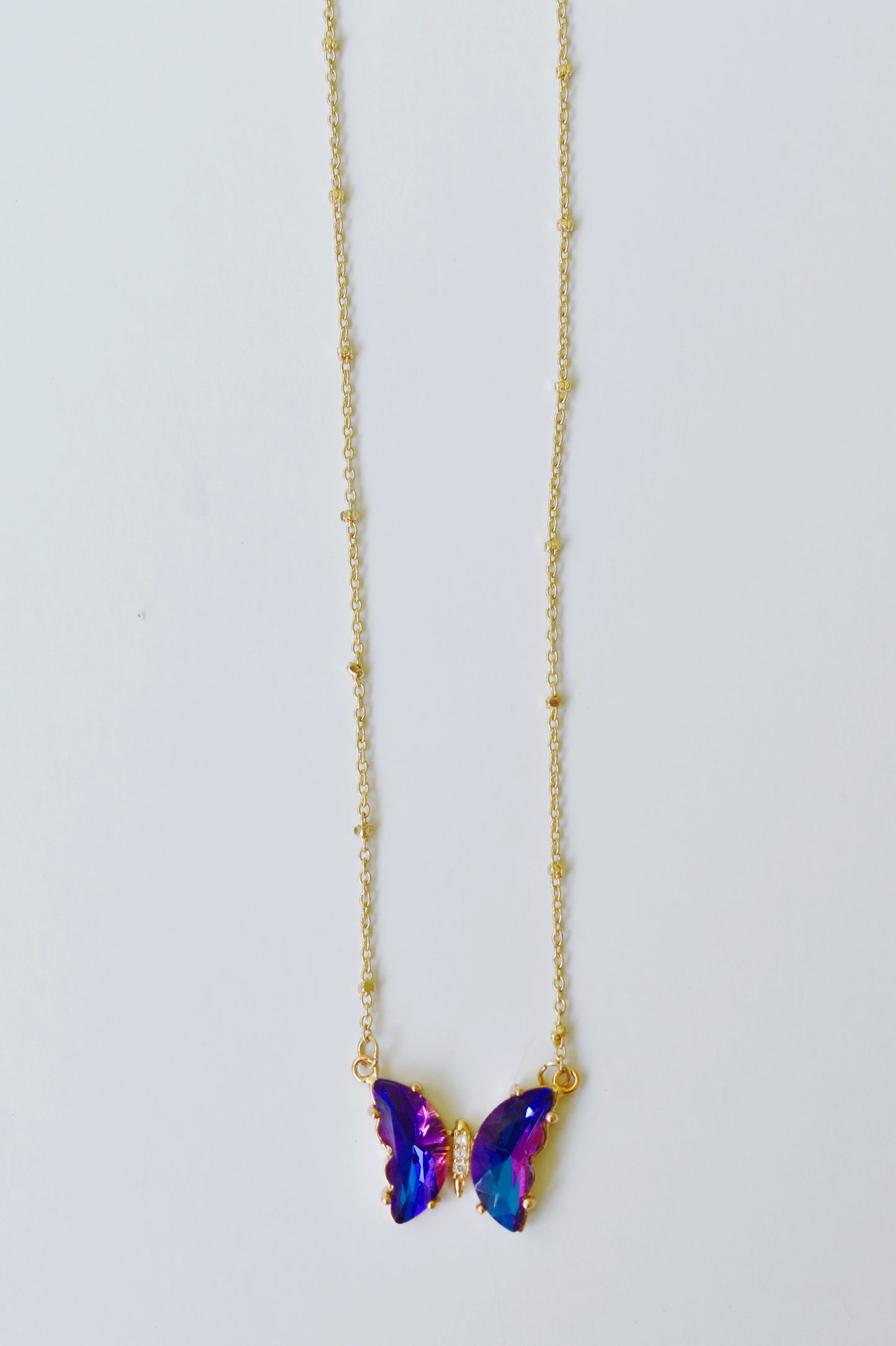 Purple Glass Butterfly Necklace