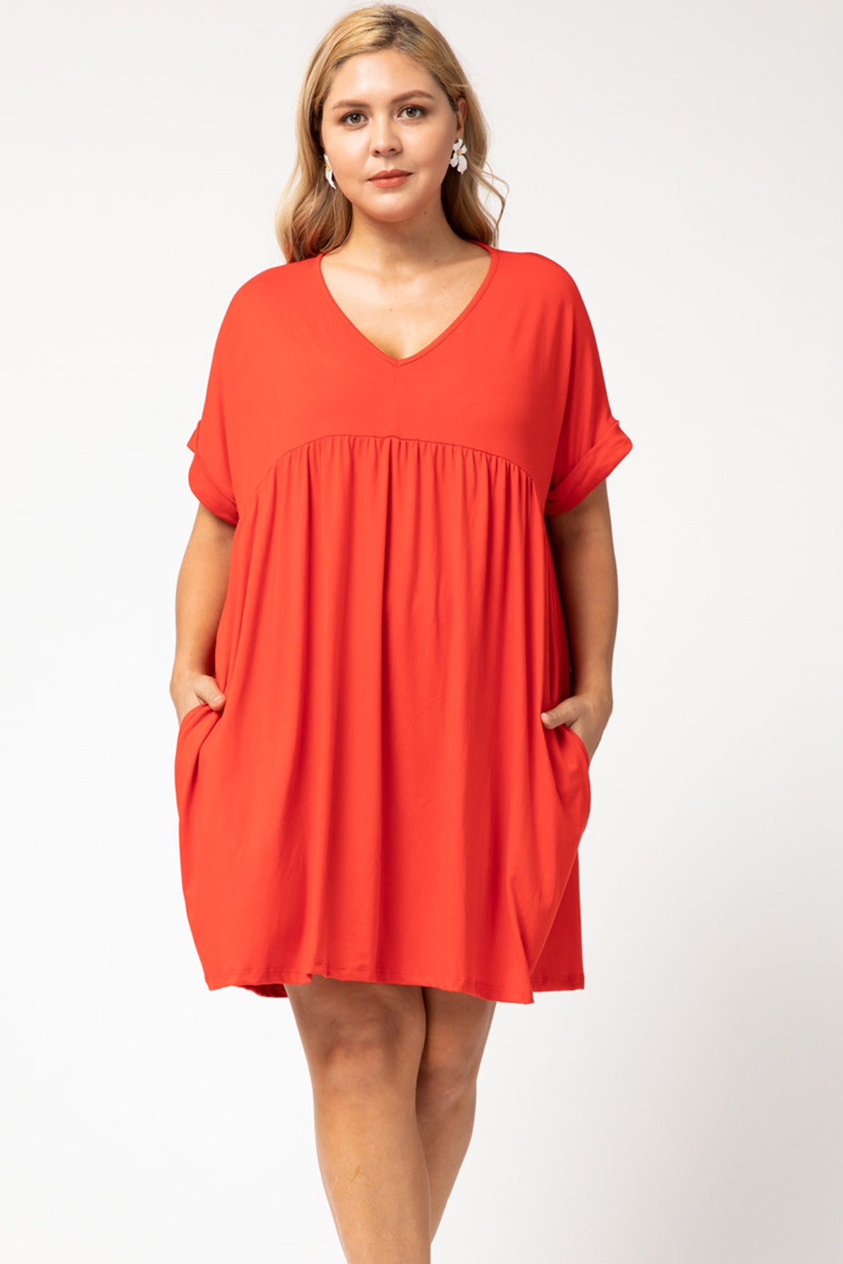 Load image into Gallery viewer, Plus Tangerine Babydoll T-Shirt Dress
